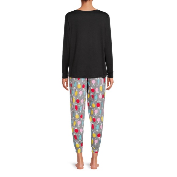 WOMEN’S 2pc CHRISTMAS PAJAMA SET- LIGHTEN UP WITH HOLIDAYS - Picture 3 of 5